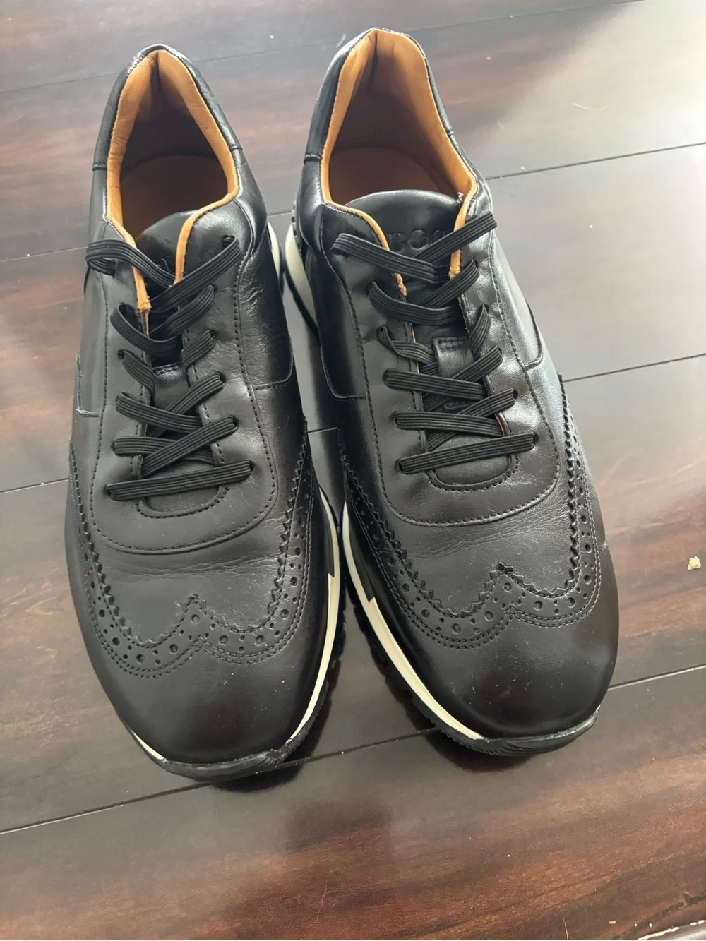 Men's Black Leather Wingtip Derby Sneakers